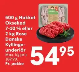 SPAR 500 g Hakket Oksekød 7-10 % eller 2 kg Rose Danske Kyllingeunderlår tilbud