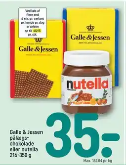 REMA 1000 Galle & Jessen pålægschokolade eller nutella 216-350 g tilbud