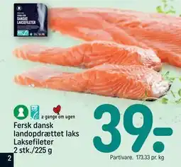 REMA 1000 Fersk dansk landopdrættet laks Laksefileter 2 stk./225 g tilbud