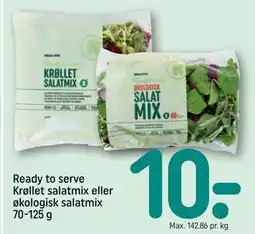REMA 1000 Ready to serve Krøllet salatmix eller økologisk salatmix 70-125 g tilbud