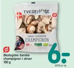 REMA 1000 Økologiske danske champignon i skiver 100 g tilbud
