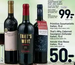 REMA 1000 Astrale Vino Rosso Italien, 75 cl tilbud