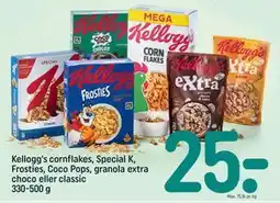 REMA 1000 Kellogg's cornflakes, Special K, Frosties, Coco Pops, granola extra choco eller classic 330-500 g tilbud