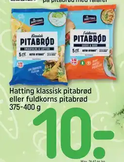 REMA 1000 Hatting klassisk pitabrød eller fuldkorns pitabrød 375-400 g tilbud