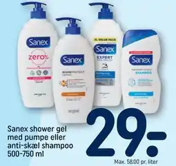 REMA 1000 Sanex shower gel med pumpe eller anti-skæl shampoo 500-750 ml tilbud