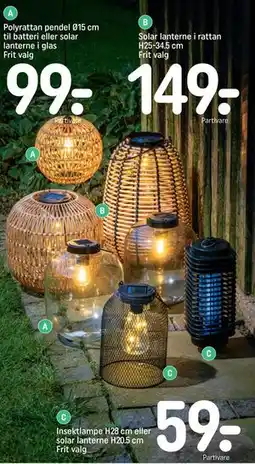 REMA 1000 Solar lanterne i rattan H25-34.5 cm Frit valg tilbud