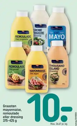 REMA 1000 Graasten mayonnaise, remoulade eller dressing 375-425 g tilbud