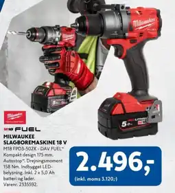 Davidsen FUEL MILWAUKEE SLAGBOREMASKINE 18 V tilbud