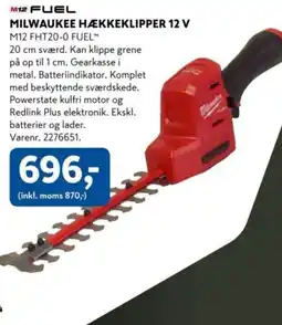 Davidsen MILWAUKEE HÆKKEKLIPPER 12 V tilbud