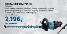 Davidsen MAKITA HÆKKEKLIPPER 18 V tilbud