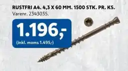 Davidsen RUSTFRI A4. 4,3 X 60 MM. 1500 STK. PR. KS. Varenr. 2343035. tilbud