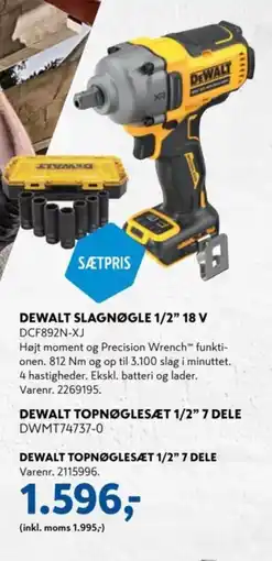 Davidsen DEWALT SLAGNØGLE 1/2" 18 V DCF892N-XJ tilbud