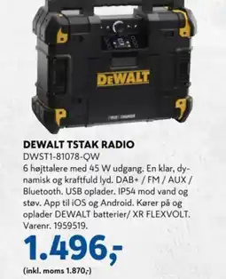 Davidsen DEWALT TSTAK RADIO DWST1-81078-QW tilbud