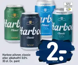 REMA 1000 HARBOE pilsner, classic eller alkoholfri 0.0% tilbud