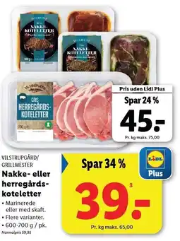 Lidl Nakke eller herrehårdskoteletter tilbud