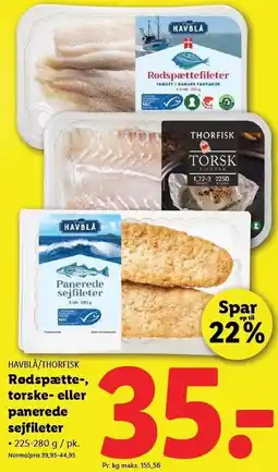 Lidl Rødspætte, torske eller panerede sejfileter1 tilbud