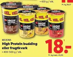 Lidl High protein budding eller frugtvark tilbud