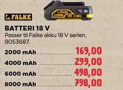jem & fix FALKE Batteri 18 v tilbud