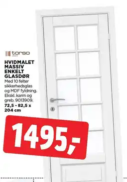 jem & fix Hvidmalet Massiv enkelt glasdør tilbud