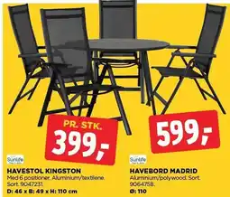 jem & fix HAVESTOL KINGSTON ELLER HAVEBORD MADRID tilbud