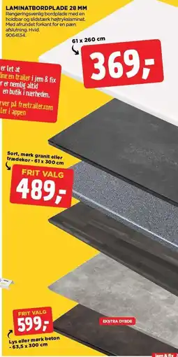 jem & fix LAMINATBORDPLADER 28 MM tilbud