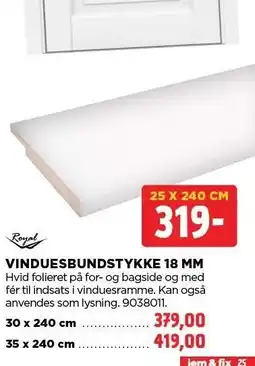 jem & fix VINDUESBUNDSTYKKE 18 MM tilbud