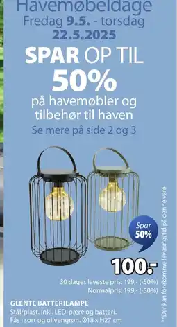 JYSK GLENTE BATTERILAMPE tilbud