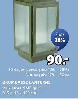 JYSK BRUMBASSE LANTERNE Galvaniseret stål/glas. tilbud