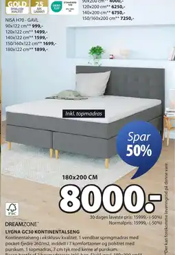 JYSK DREAMZONE® LYGNA GC30 KONTINENTALSENG tilbud