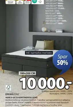 JYSK DREAMZONE® HEMLA GC75 KONTINENTALSENG tilbud