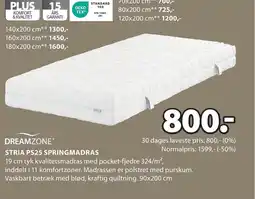 JYSK DREAMZONE STRIA PS25 SPRINGMADRAS tilbud