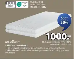 JYSK DREAMZONE® LILLELV SKUMMADRAS tilbud