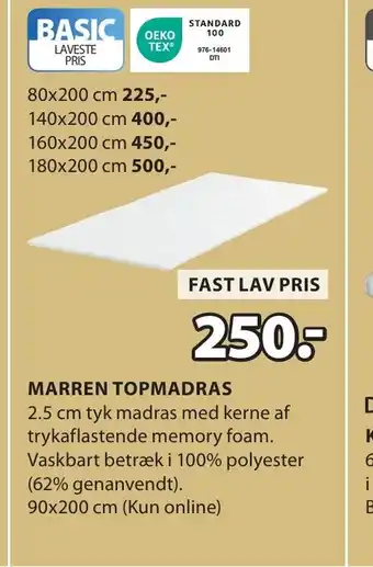 JYSK MARREN TOPMADRAS tilbud