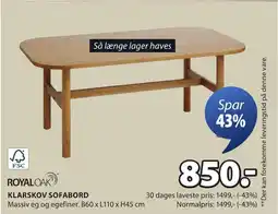 JYSK ROYAL OAK KLARSKOV SOFABORD tilbud
