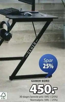 JYSK GAMER-BORD tilbud