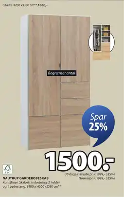 JYSK NAUTRUP GARDEROBESKAB tilbud