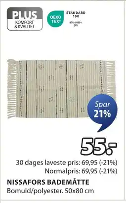 JYSK NISSAFORS BADEMÅTTE tilbud