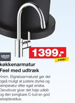 Bauhaus køkkenarmatur Feel med udtræk tilbud