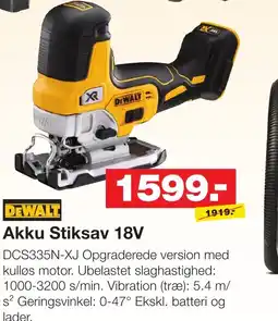 Bauhaus DEWALT Akku Stiksav 18V tilbud