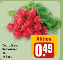 REWE DE Deutschland: Radieschen Kl. I, je Bund tilbud