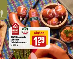 REWE DE REWE Hausmarke Schinken Zwiebelmettwurst tilbud