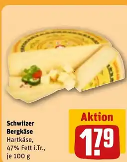 REWE DE Schwiizer Bergkäse Hartkäse, 47% Fett i.Tr., tilbud