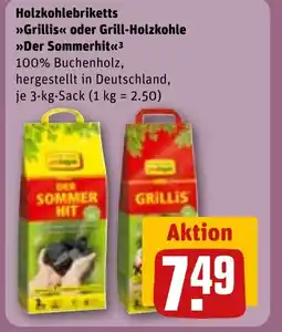 REWE DE Holzkohlebriketts >>Grillis<< oder Grill-Holzkohle >>Der Sommerhit<<³ tilbud