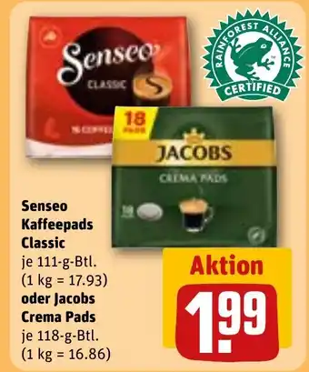REWE DE Senseo Kaffeepads Classic tilbud