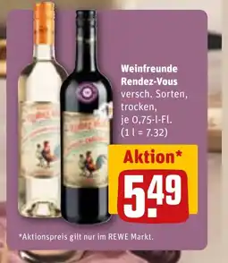 REWE DE Weinfreunde Rendez-Vous versch. Sorten, tilbud