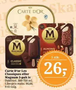 Dagli'Brugsen Carte D'or Les Classiques eller Magnum 3-pak is Dybfrost. tilbud