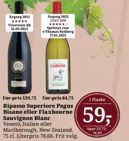 Dagli'Brugsen Ripasso Superiore Pagus Bisano eller Flaxbourne Sauvignon Blanc tilbud