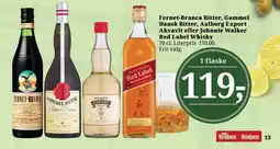 Dagli'Brugsen Fernet-Branca Bitter, Gammel Dansk Bitter, Aalborg Export Akvavit eller Johnnie Walker Red Label Whisky tilbud