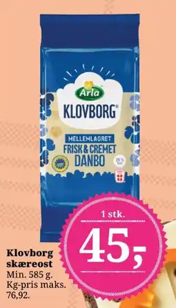 Dagli'Brugsen Klovborg skæreost Min. tilbud