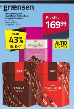 Fleggaard Toms Festival, Mini Favoritter el. Anthon Berg Chocolate Selection tilbud